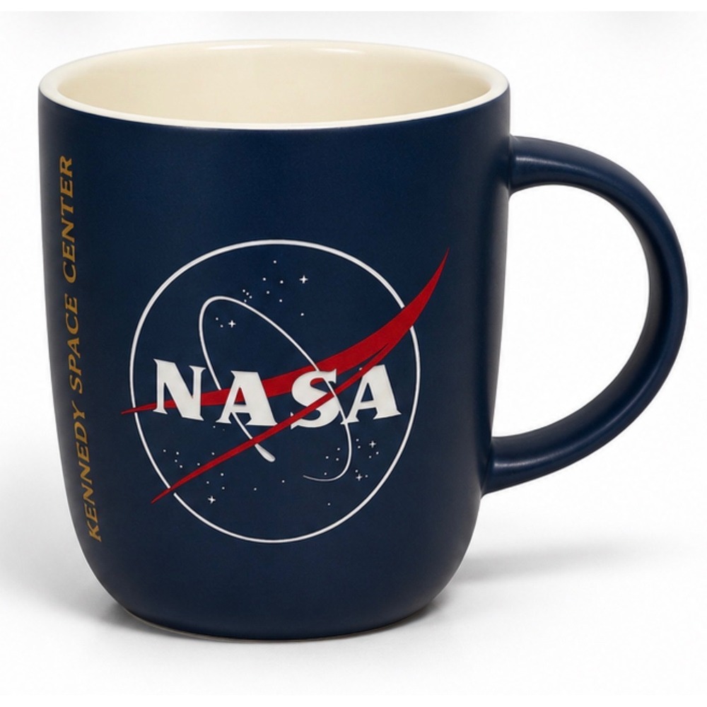 NASA Kennedy Space Center Ceramic Coffee Mug Navy Blue Matte Logo Exclusive
